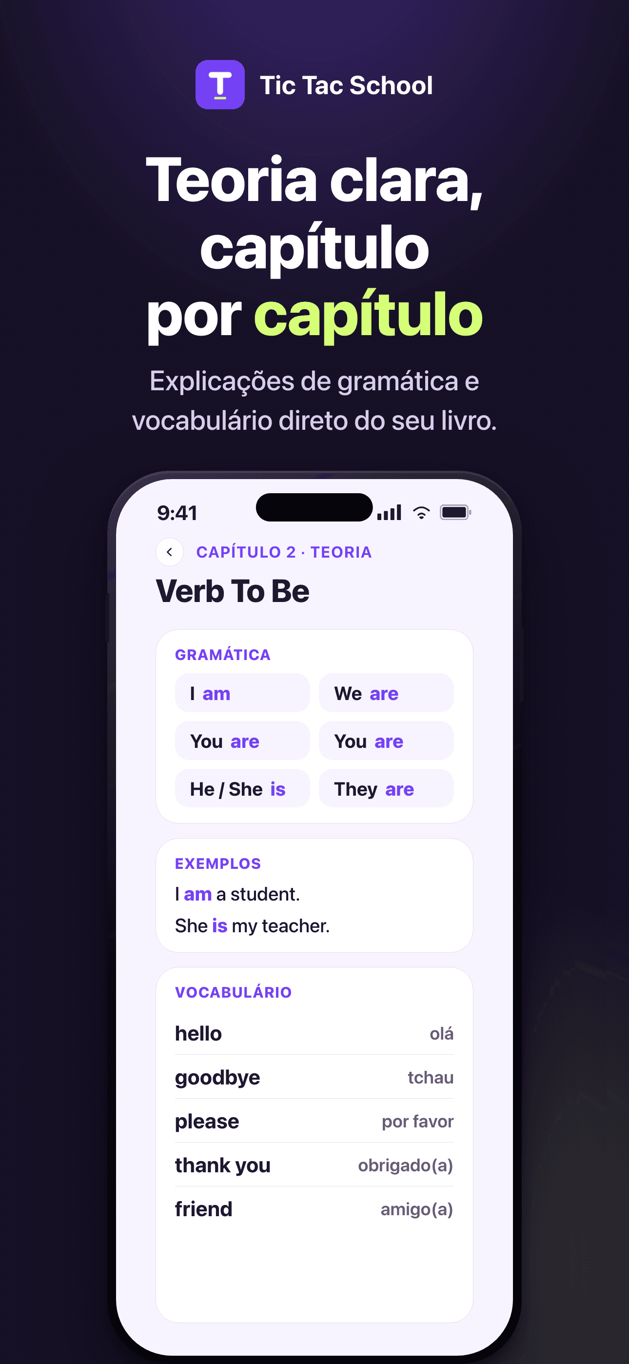 Tela do aplicativo: Teoria