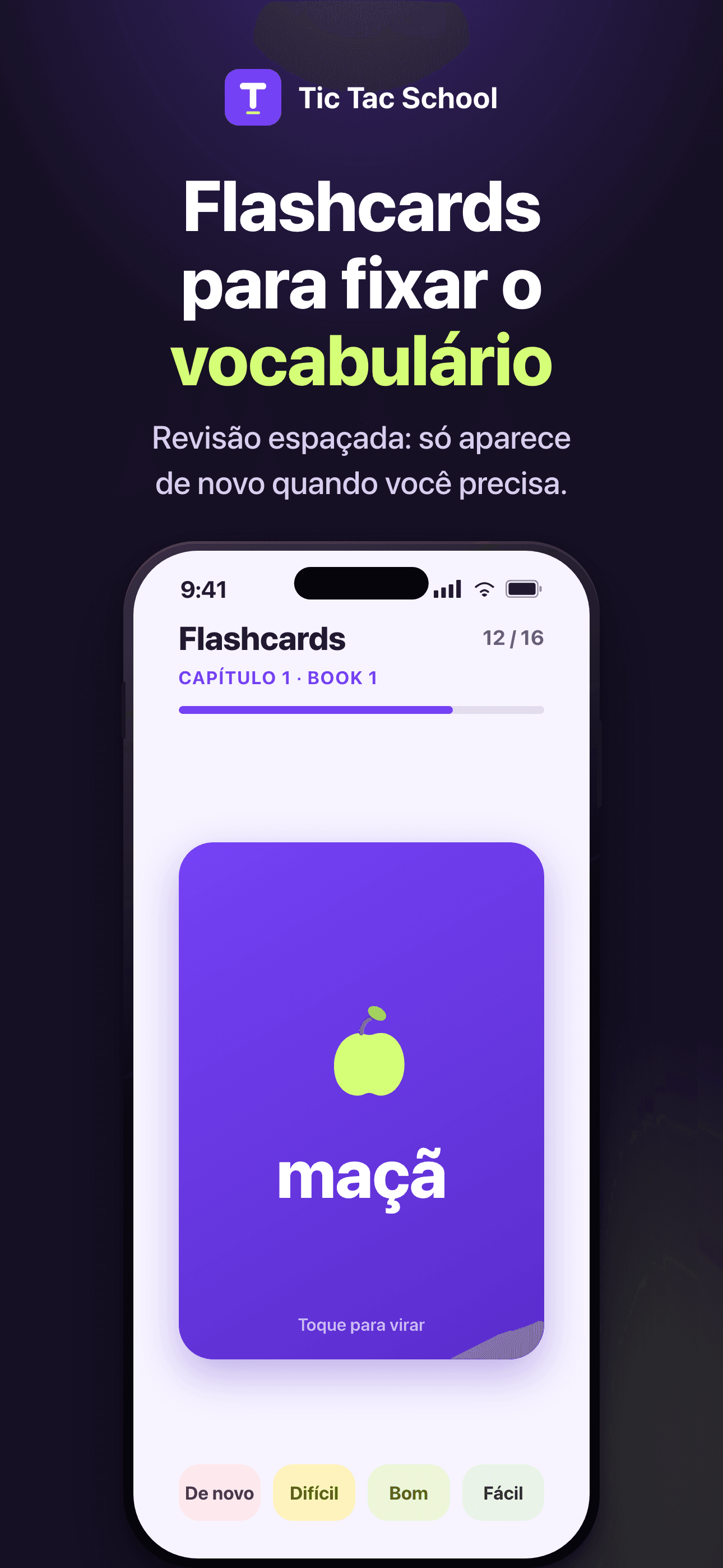 Tela do aplicativo: Flashcards